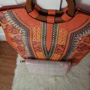Orange Purse with matching wallet